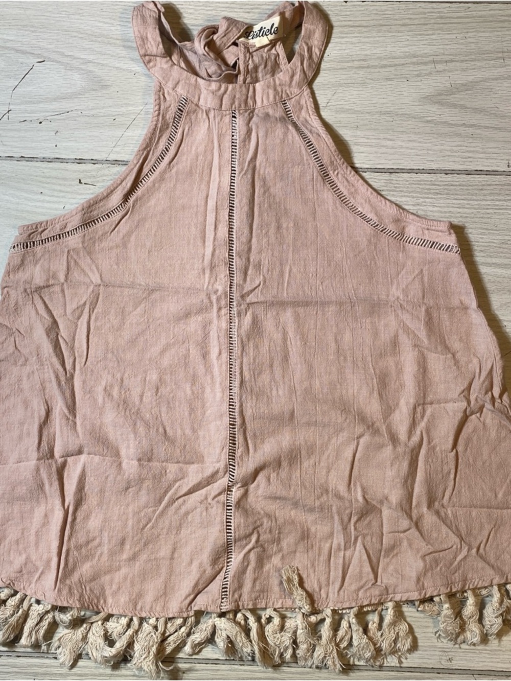 Listicle pink halter high neck tassel hem camisole tank top Small